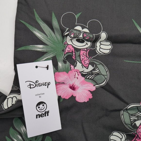 Disney x NEFF Men's Button Up Hawaiian Tropical Floral Camp Shirt Size M NWT - Picture 6 of 8
